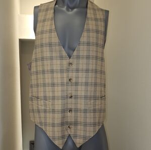 Brown/Blue Plaid Vest Large